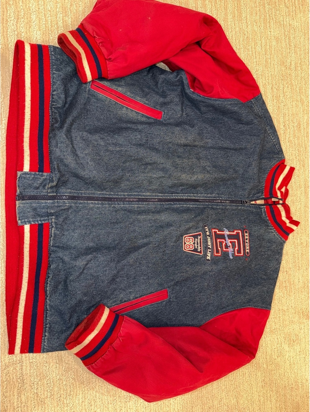 Disney Store Exclusive Mickey Mouse Denim Look Varsity Jacket